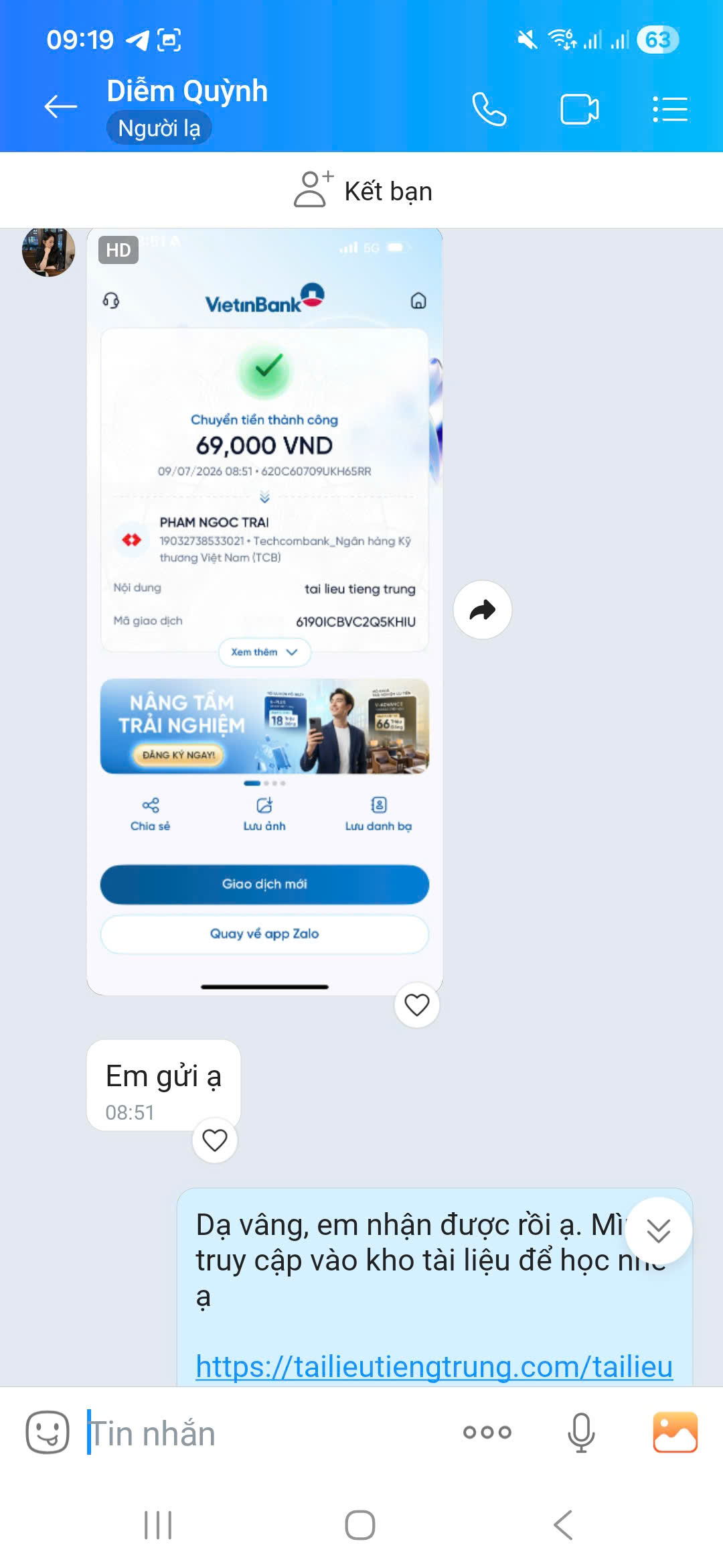 Giao dịch thành công